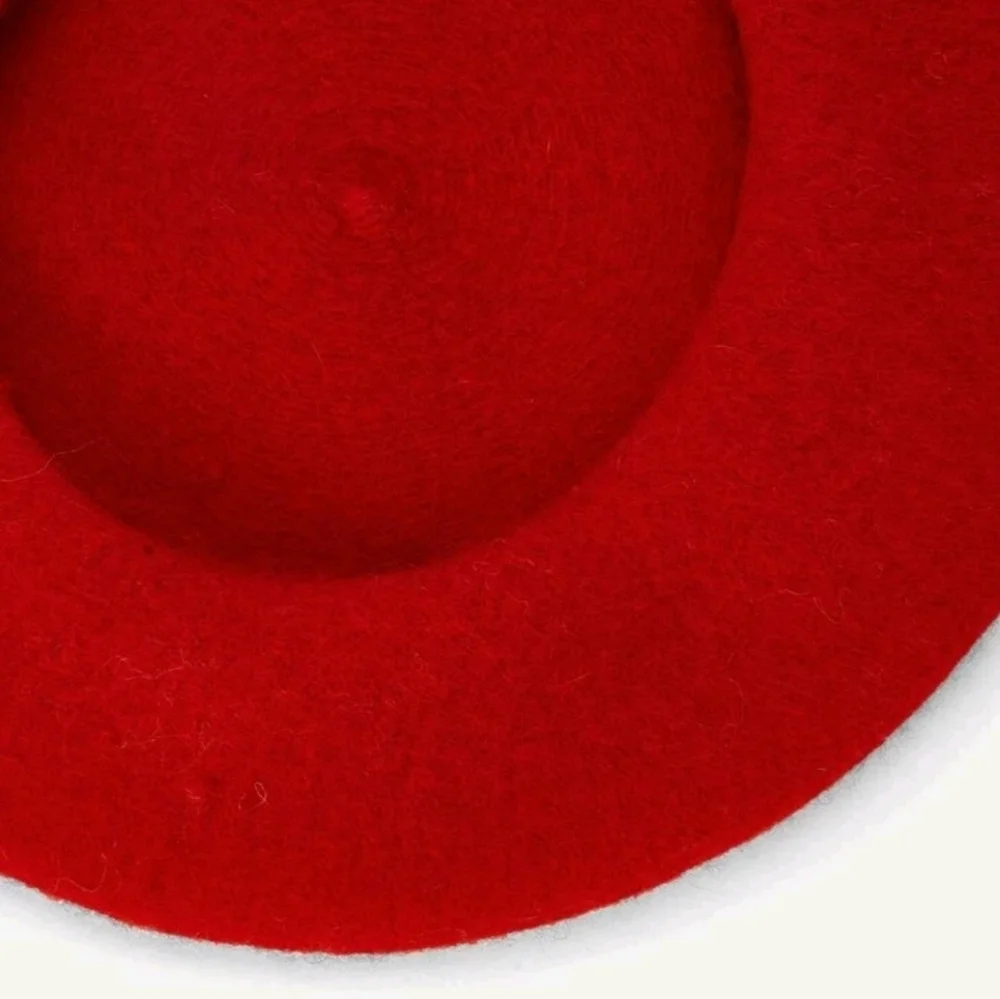 Women's Red Wool Blend French Beret Hat Parisian Fall Winter Classic preppy